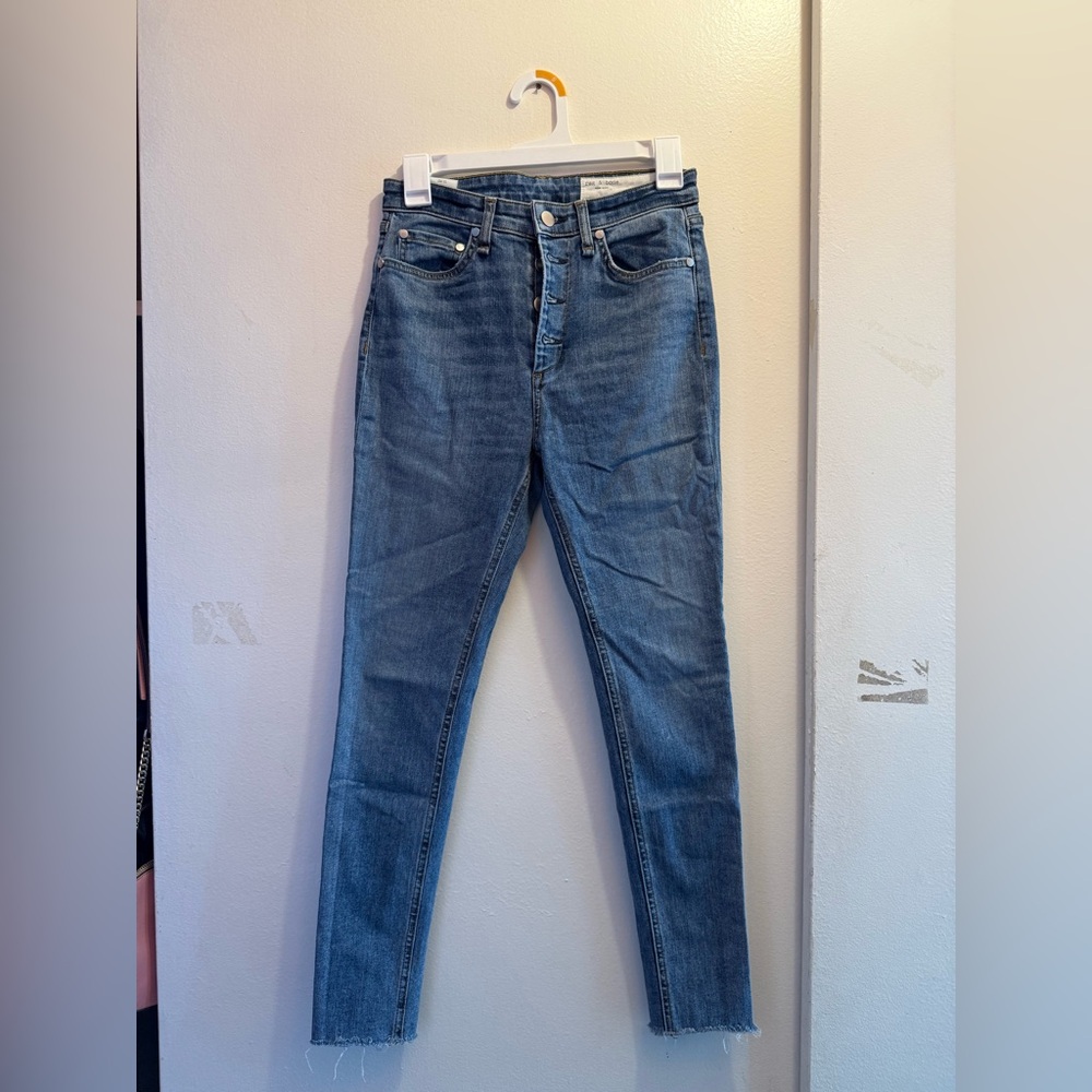 rag & bone Medium Blue High-Rise Skinny Jeans